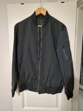Club Monaco Black Bomber Jacket with Sleeve Utility Pocket